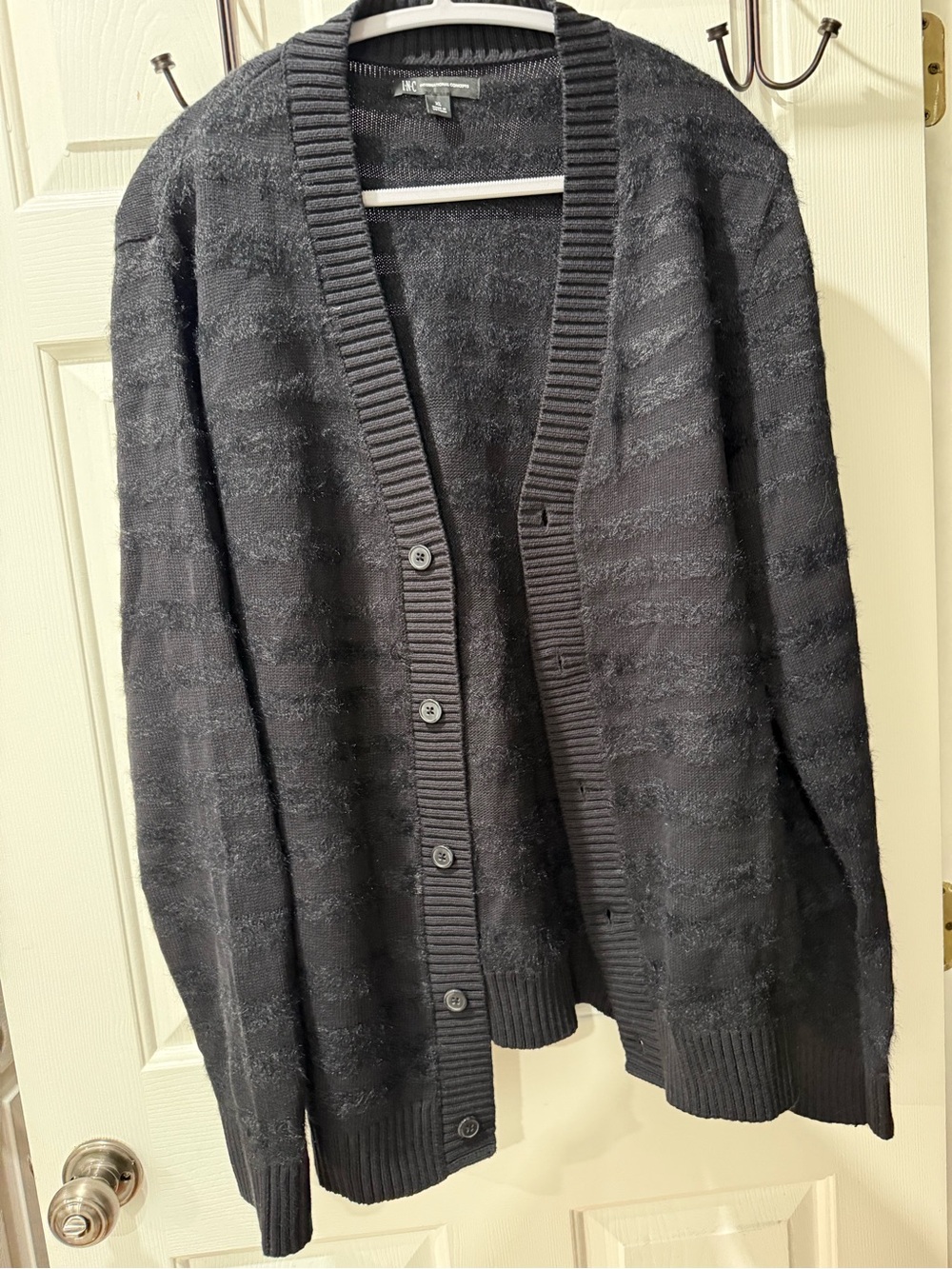 INC International Concepts Black Men's Button-Front Textured Cardigan